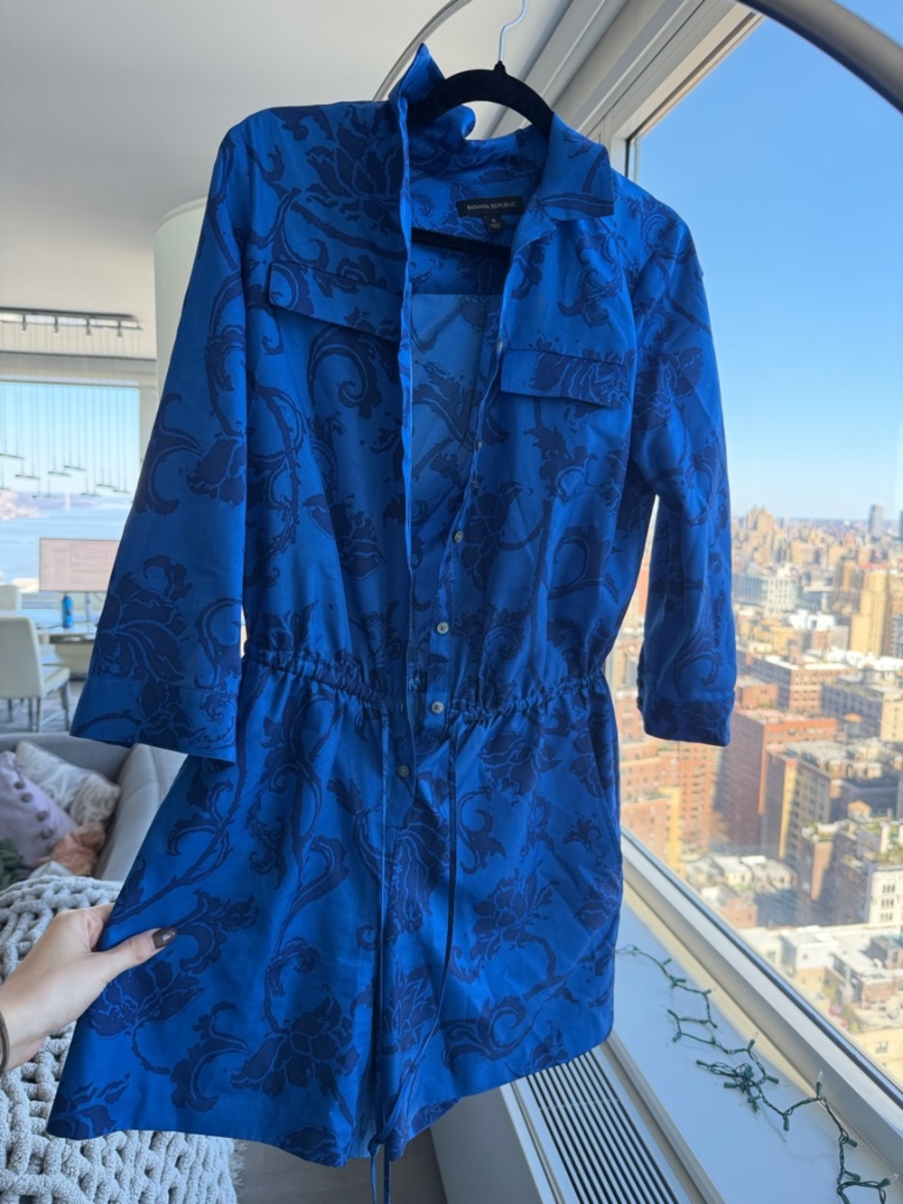 Blue Floral Romper Banana Republic Silky